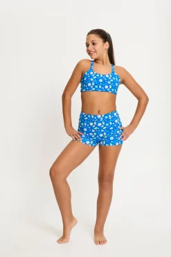 Modibodi Short de baño menstrual adolescente cintura alta Boho Botanical Blue