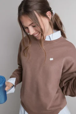HI&BYE Sudadera felpa lisa marrón