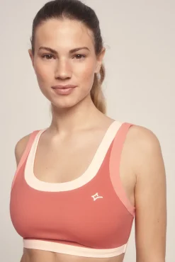 Dash and Stars Sujetador deportivo coral color block