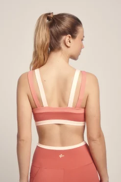 Dash and Stars Sujetador deportivo coral color block