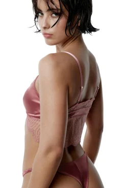 Black Limba Sujetador halter de tul bordado y satén Liora