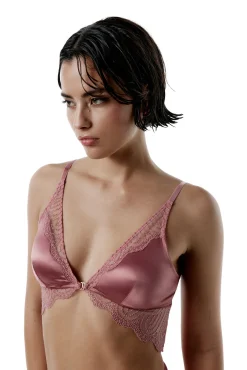 Black Limba Sujetador halter de tul bordado y satén Liora