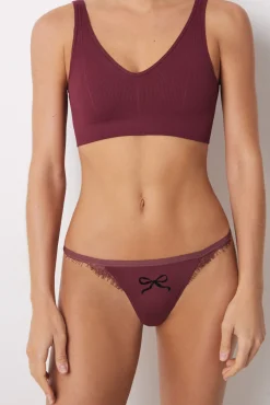Women'secret Tanga microfibra tira print y encaje