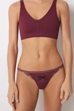 Women'secret Tanga microfibra tira print y encaje