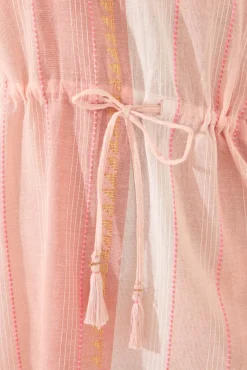 Women'secret Túnica corta algodón rayas rosa lurex