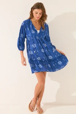 Women'secret Túnica corta azul print flores