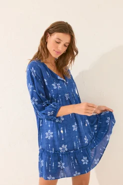 Women'secret Túnica corta azul print flores