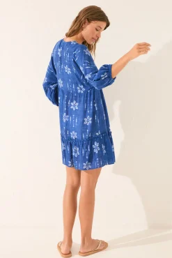 Women'secret Túnica corta azul print flores