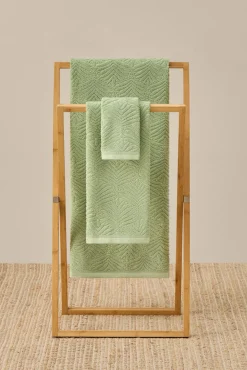 Textura Toalla rizo jacquard hojas
