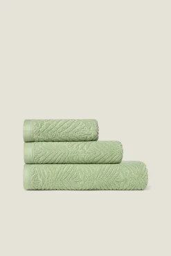 Textura Toalla rizo jacquard hojas