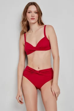 Gisela Top bikini capacidad tejido de estructura granate