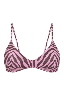 HI&BYE Top bikini escote V cebra rosa
