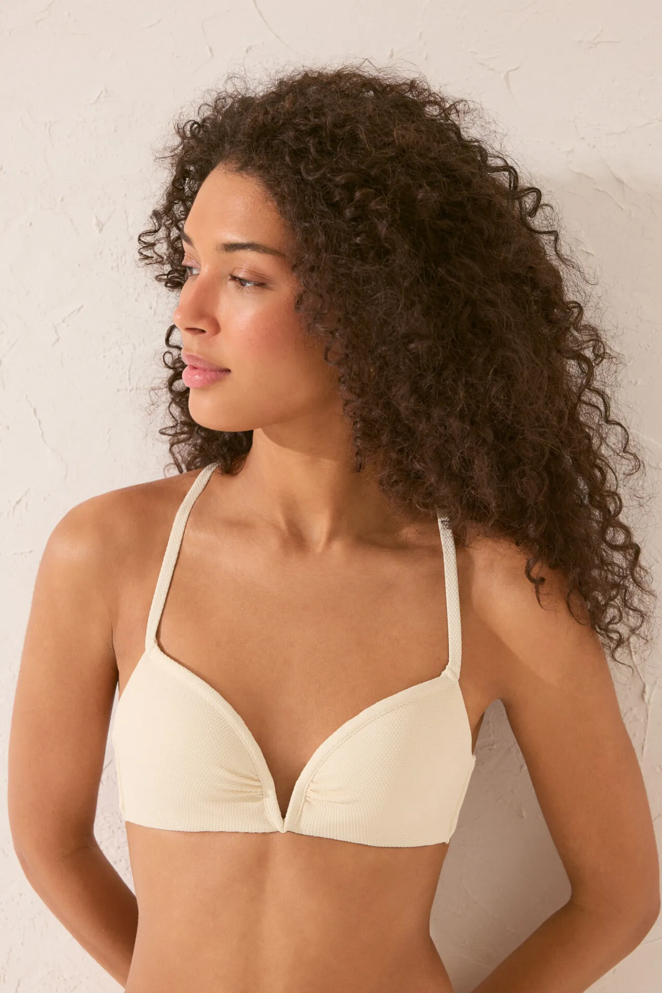 Women'secret Top bikini textura blanco crema