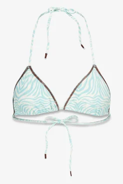 HI&BYE Top bikini triangular cortina cebra turquesa