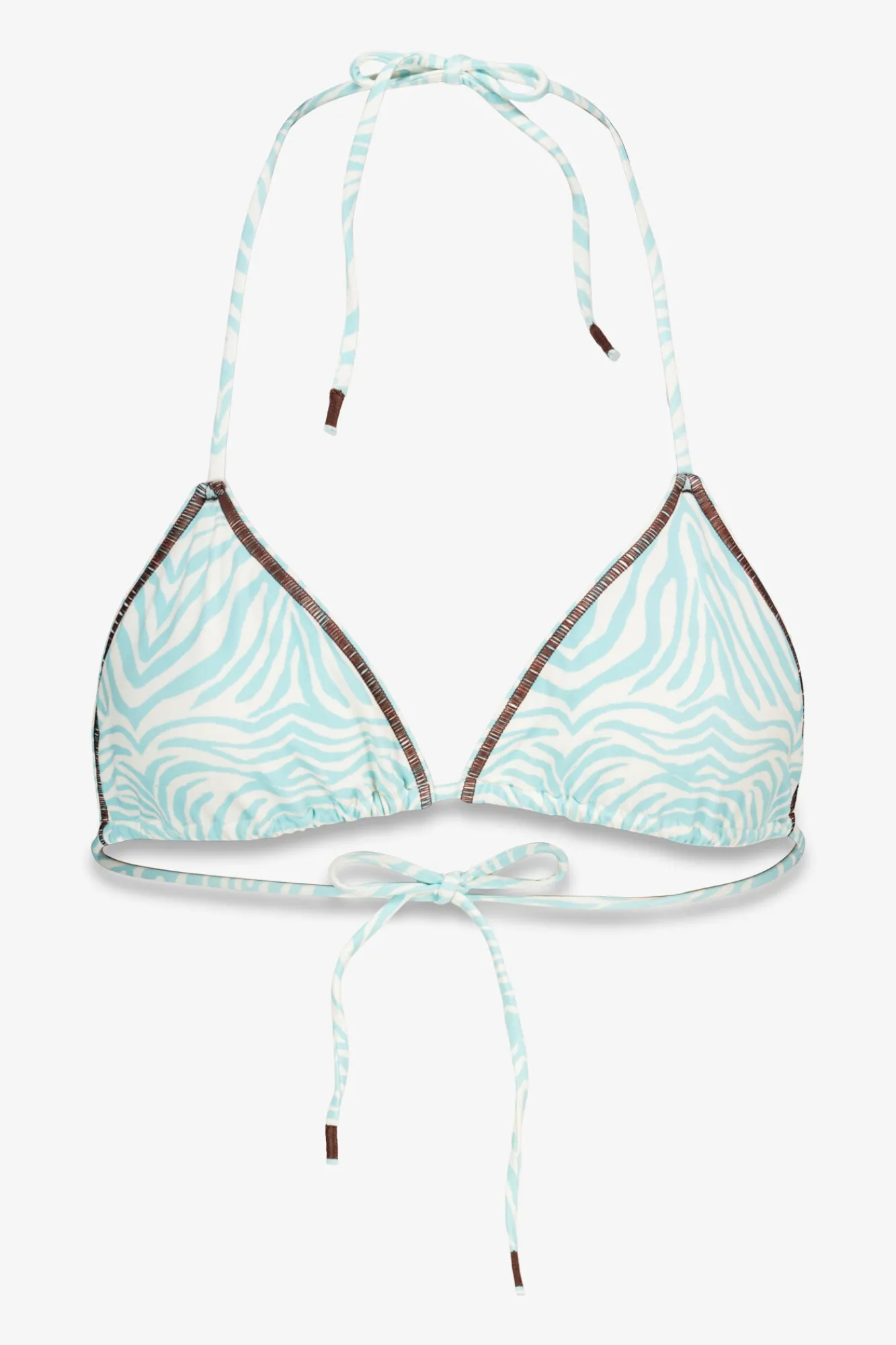 HI&BYE Top bikini triangular cortina cebra turquesa