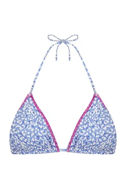 HI&BYE Top bikini triangular cortina leopardo azul