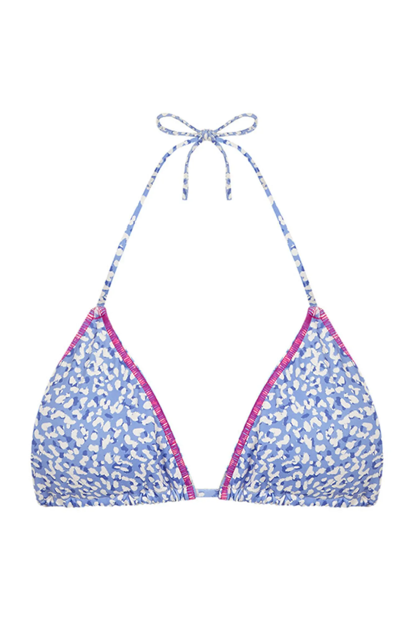 HI&BYE Top bikini triangular cortina leopardo azul