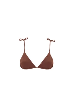 Women'secret Top bikini triangular marrón strass brillos