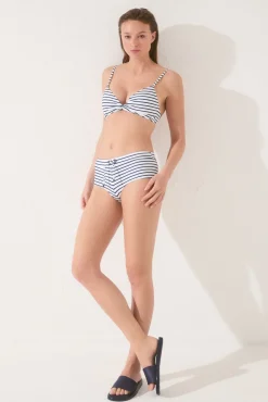Women'secret Top bikini triangular push up rayas navy