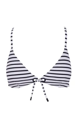 Women'secret Top bikini triangular sin aro rayas navy