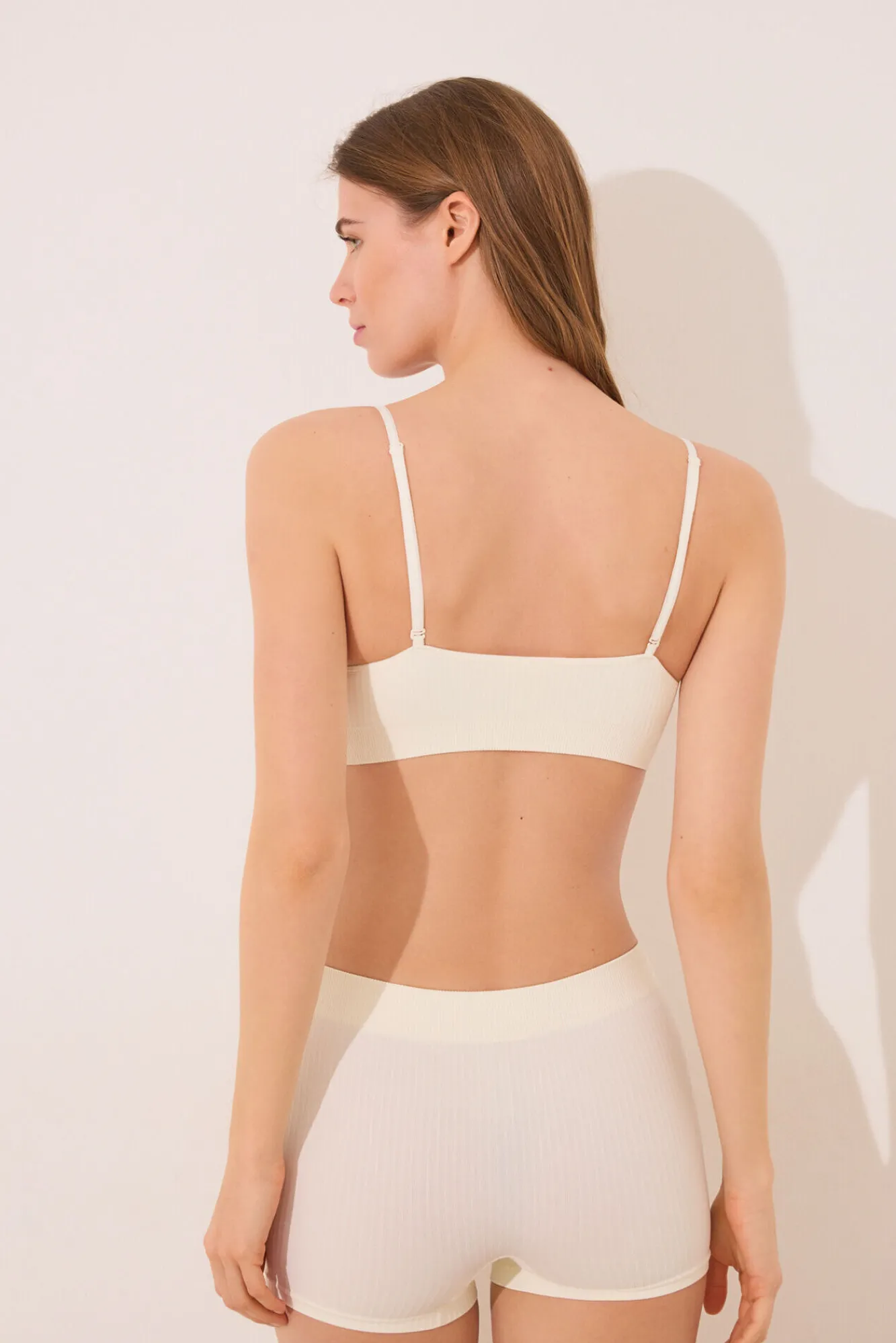 Women'secret Top canalé seamless blanco