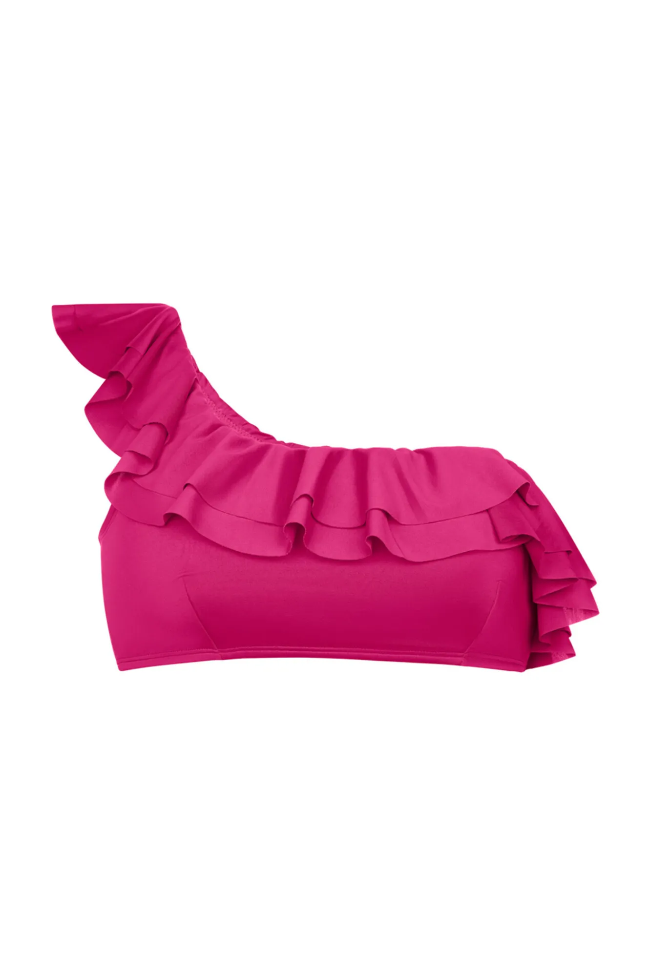 Dorina Top de bikini asimétrico volantes rosa