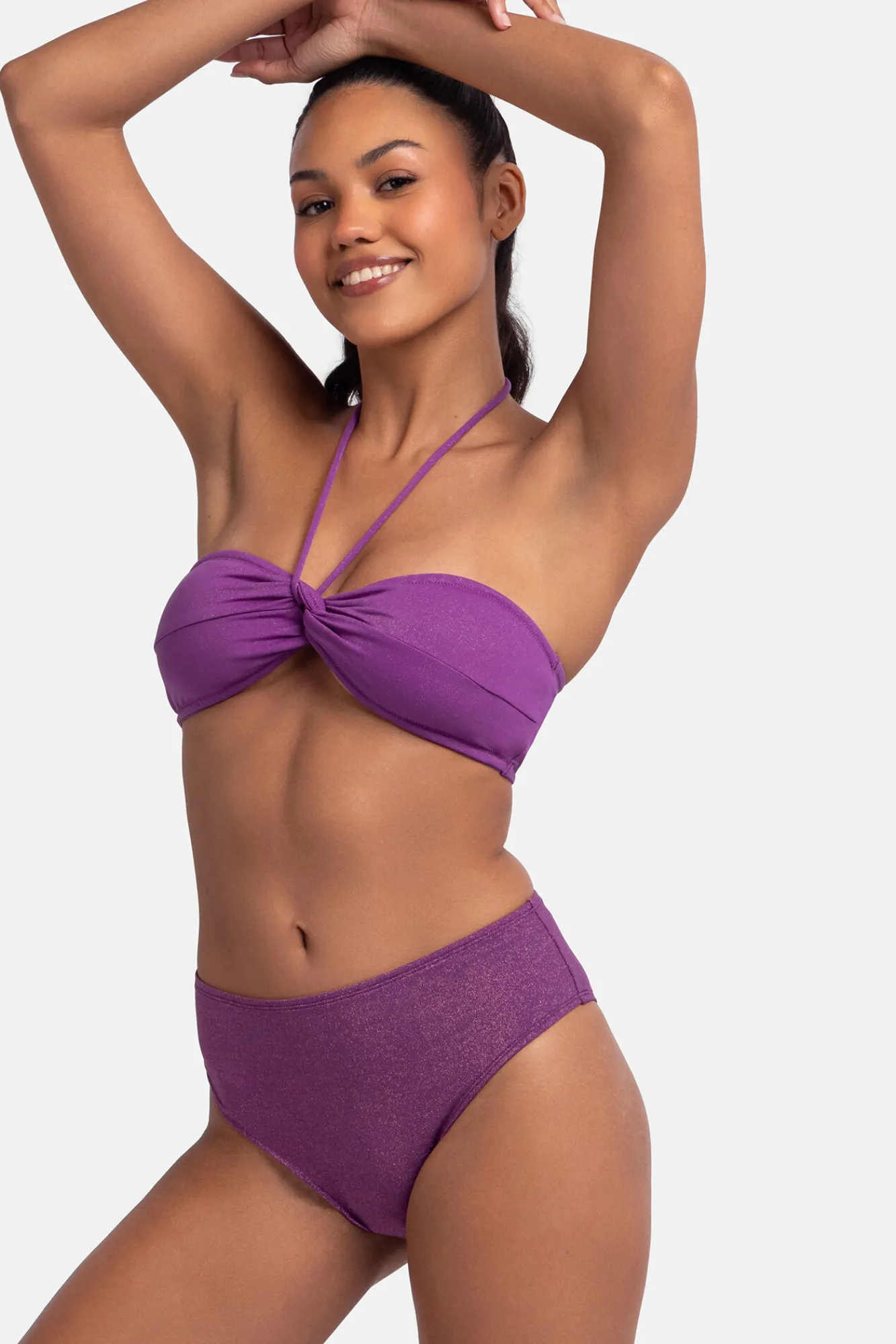 Dorina Top de bikini bandeau brillo morado