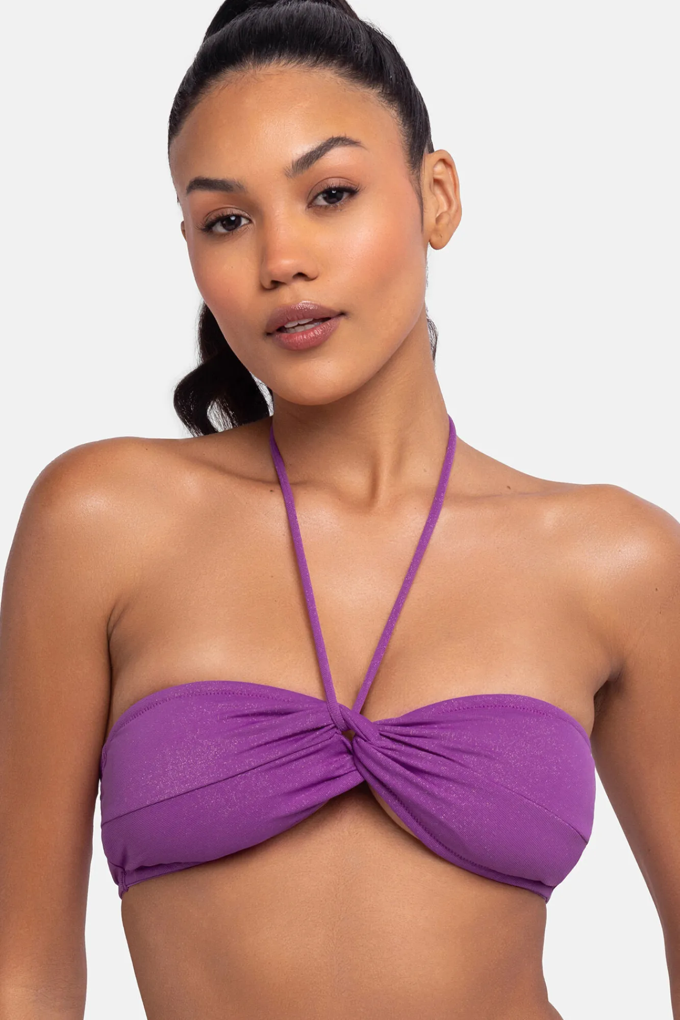 Dorina Top de bikini bandeau brillo morado