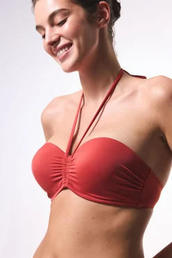 Penti Top de bikini bandeau marrón