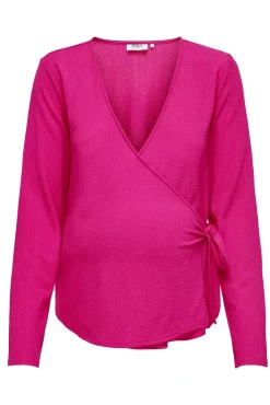 Only Maternity Top de cierre cruzado y cierre con cinturón, lazada lateral.