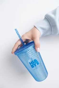 HI&BYE Vaso plástico cañita integrada medio