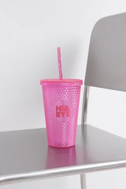 HI&BYE Vaso plástico cañita integrada vino
