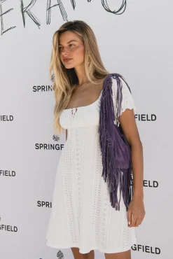 Springfield Vestido corto bordado suizo