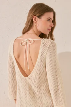 Women'secret Vestido corto crochet blanco