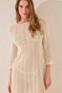 Women'secret Vestido corto crochet blanco