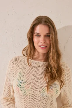 Women'secret Vestido corto crochet blanco
