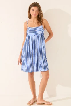 Women'secret Vestido corto rayas azul