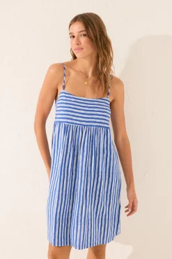 Women'secret Vestido corto rayas azul