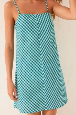 Women'secret Vestido corto tirantes cuadros vichy verde