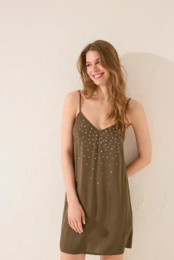 Women'secret Vestido corto tirantes strass brillo