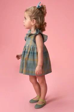 Crianças Gocco Vestido de cuadros azul