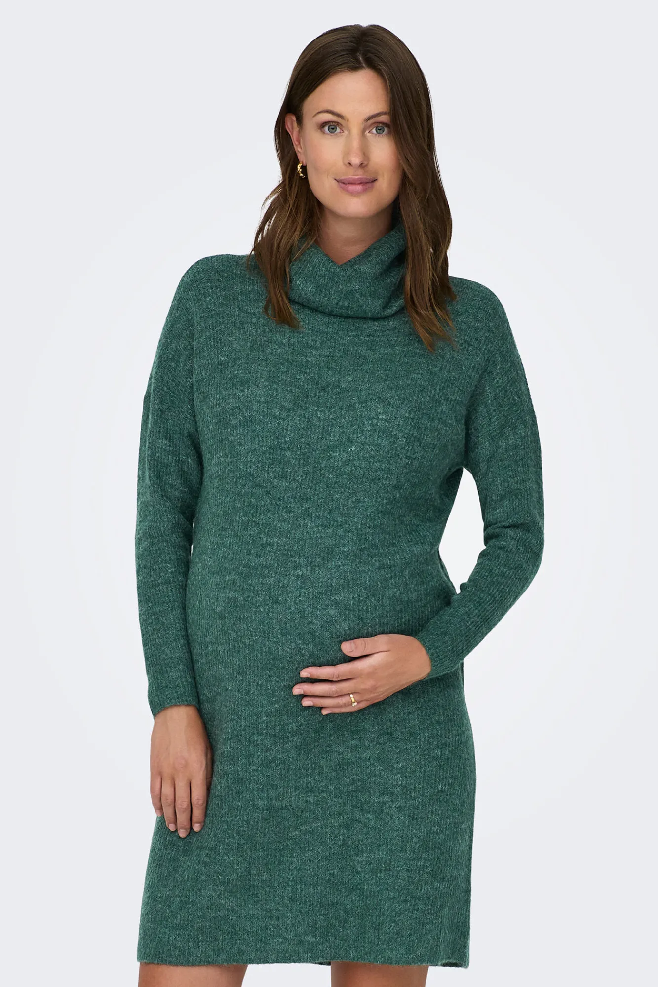 Only Maternity Vestido de punto corto cuello vuelto premamá