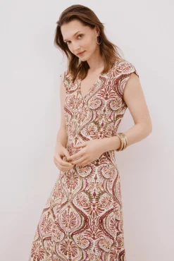 Cortefiel Vestido escote pico contraste