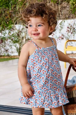 Crianças Gocco Vestido estampado de tirantes con bordado al tono