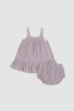 Crianças Gocco Vestido estampado de tirantes con bordado al tono