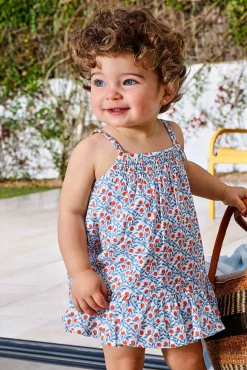 Crianças Gocco Vestido estampado de tirantes con bordado al tono