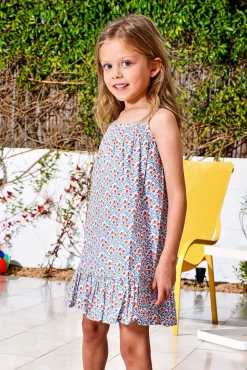 Crianças Gocco Vestido estampado de tirantes con borda