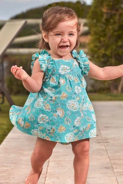 Crianças Gocco Vestido estampado flores azul claro