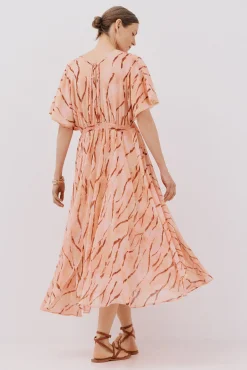 Cortefiel Vestido largo estampado fluido