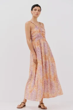 Cortefiel Vestido largo estampado tirantes